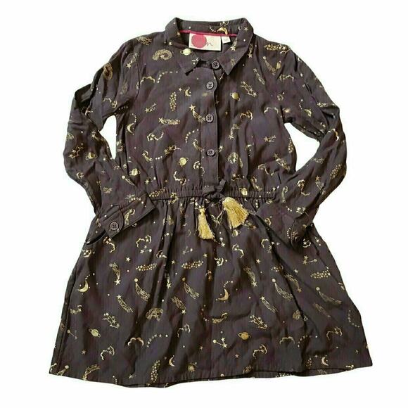 Mini Boden Other - Mini Boden Outerspace Purple & Gold Hopscotch Dress 4-5Y